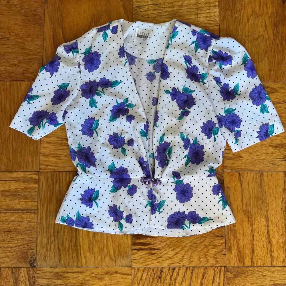 Vintage 80s floral peplum top